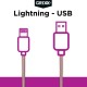 Cablu date GRIXX Optimum - 8-pin to USB Apple MFI License, impletit, lungime 1m - aur roz