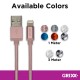 Cablu date GRIXX Optimum - 8-pin to USB Apple MFI License, impletit, lungime 1m - aur roz