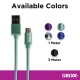 Cablu date GRIXX - Micro USB to USB, impletit, lungime 1m - verde