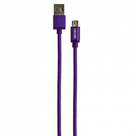 Cablu date GRIXX - Micro USB to USB, impletit, lungime 1m - mov