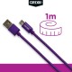 Cablu date GRIXX - Micro USB to USB, impletit, lungime 1m - mov