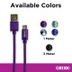 Cablu date GRIXX - Micro USB to USB, impletit, lungime 1m - mov