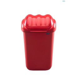 Cos plastic cu capac batant, pentru reciclare selectiva, capacitate 15l, PLAFOR Fala - rosu