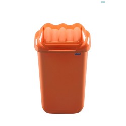 Cos plastic cu capac batant, pentru reciclare selectiva, capacitate 15l, PLAFOR Fala - portocaliu