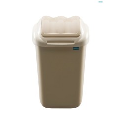 Cos plastic cu capac batant, pentru reciclare selectiva, capacitate 15l, PLAFOR Fala - cappuccino