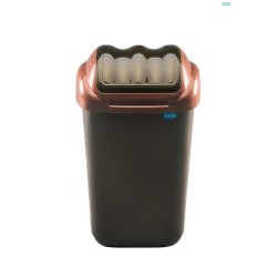 Cos plastic cu capac batant, pentru reciclare selectiva, capacitate 15l, PLAFOR Fala - negru auriu