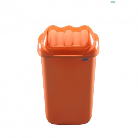 Cos plastic cu capac batant, pentru reciclare selectiva, capacitate 30l, PLAFOR Fala - portocaliu