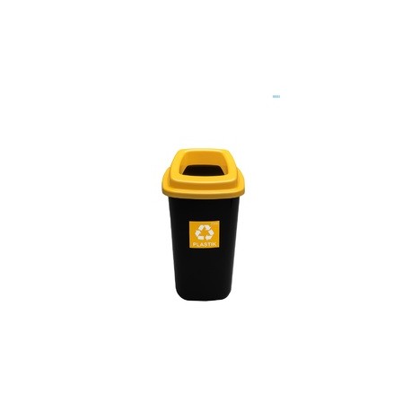 Cos plastic reciclare selectiva, capacitate 28l, PLAFOR Sort - negru cu capac galben - plastic