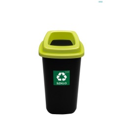 Cos plastic reciclare selectiva, capacitate 28l, PLAFOR Sort - negru cu capac verde - sticla