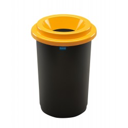 Cos plastic reciclare selectiva, capacitate 50l, PLAFOR Eco - negru cu capac galben - plastic