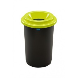 Cos plastic reciclare selectiva, capacitate 50l, PLAFOR Eco - negru cu capac verde - sticla