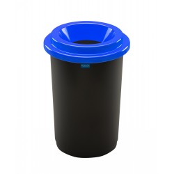 Cos plastic reciclare selectiva, capacitate 50l, PLAFOR Eco - negru cu capac albastru - hartie