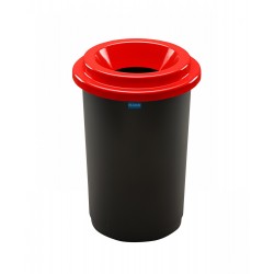 Cos plastic reciclare selectiva, capacitate 50l, PLAFOR Eco - negru cu capac rosu - metal