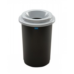 Cos plastic reciclare selectiva, capacitate 50l, PLAFOR Eco - negru cu capac argintiu - altele