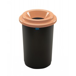 Cos plastic reciclare selectiva, capacitate 50l, PLAFOR Eco - negru cu capac maro - bio