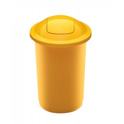 Cos plastic reciclare selectiva, capacitate 50l, PLAFOR Top - galben cu capac galben - plastic