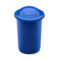 Cos plastic reciclare selectiva, capacitate 50l, PLAFOR Top - albastru cu capac albastru - hartie