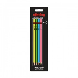 Set Rotring 4 creioane lemn HB neon