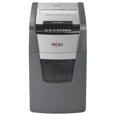 Distrugator documente automat REXEL OPTIMUM 130M, P5, micro-cut (particule), 130 coli, cos 44l, negru