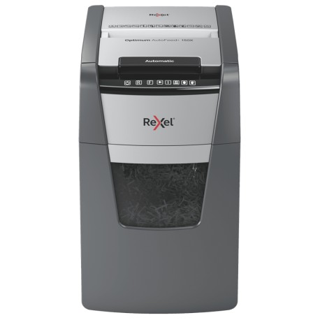 Distrugator documente automat REXEL OPTIMUM 150X, P4, cross-cut (confeti), 150 coli, cos 44l, negru