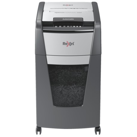 Distrugator documente automat REXEL OPTIMUM 225X, P4, cross-cut (confeti), 225 coli, cos 60l, negru