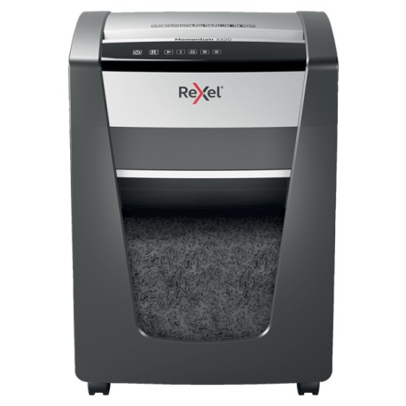 Distrugator documente manual REXEL MOMENTUM X420, P4, cross-cut (confeti), 20 coli, cos 30l, negru