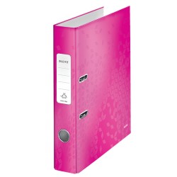 Biblioraft LEITZ 180 WOW, carton laminat, A4, 52 mm, roz
