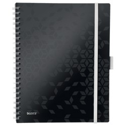 Caiet de birou LEITZ WOW Be Mobile, PP, A4, 80 coli, cu spira, matematica, negru
