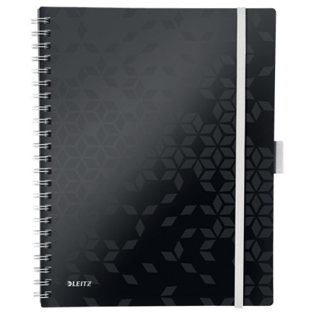 Caiet de birou LEITZ WOW Be Mobile, PP, A4, 80 coli, cu spira, matematica, negru