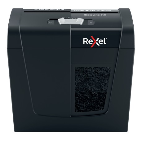 Distrugator documente manual REXEL SECURE S6, P4, cross-cut (confeti), 6 coli, 10l, negru