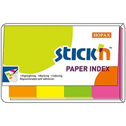 Stick index hartie color 50 x 20 mm, 4 x 50 file/set, Stick"n - 4 culori neon