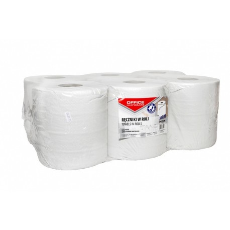 Prosop rola hartie alba, 120m - 2 straturi, 6 buc/bax, Office Products Maxi - hartie reciclata