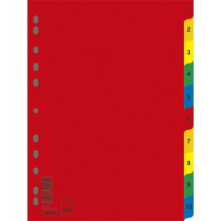Index plastic color, numeric 1-10, extra wide, A4+, 120 microni, DONAU