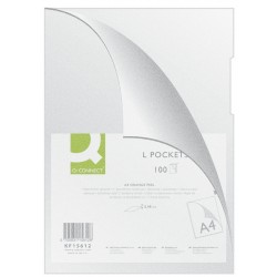 Folie protectie "L" pentru documente A4, 80 microni, 100 buc/set, Q-Connect - cristal