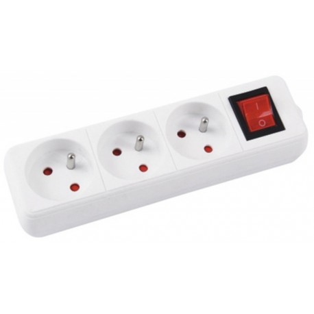 Prelungitor cu 3 prize, lungime - 3 metri, cu intrerupator, Office Products - alb Prelungitor cu 3 prize, lungime - 3 metri, cu intrerupator, Office Products - alb