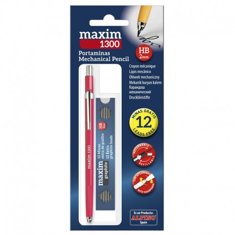 Creion mecanic 2mm + set 12 mine 2mm, ALPINO Maxim 1300