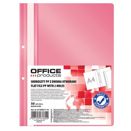 Dosar plastic PP cu sina, cu gauri, grosime 100/170microni, 50 buc/set, Office Products - roz Dosar plastic PP cu sina, cu gauri, grosime 100/170microni, 50 buc/set, Office Products - roz