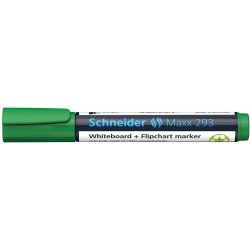 Marker SCHNEIDER Maxx 293, pentru tabla de scris+flipchart, varf tesit 2-5mm - verde