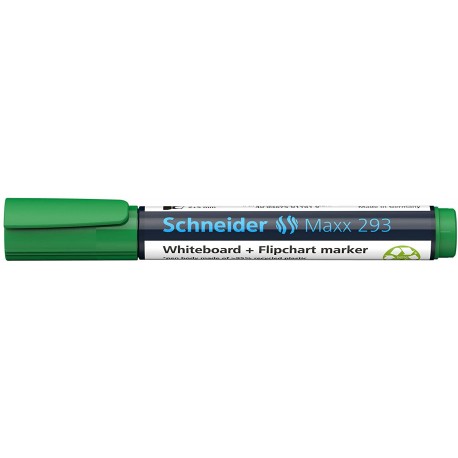 Marker SCHNEIDER Maxx 293, pentru tabla de scris+flipchart, varf tesit 2-5mm - verde