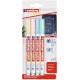 Marker Edding 4085, cu creta lichida, varf rotund 1-2 mm, alb, 4 culori pastel/blister