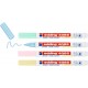Marker Edding 4085, cu creta lichida, varf rotund 1-2 mm, alb, 4 culori pastel/blister