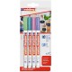 Marker Edding 4085, cu creta lichida, varf rotund 1-2 mm, 4 culori metalice/blister