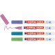 Marker Edding 4085, cu creta lichida, varf rotund 1-2 mm, 4 culori metalice/blister