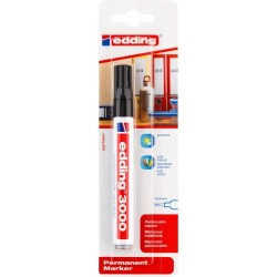 Marker permanent Edding 3000, varf 1.5-3 mm, negru, blister