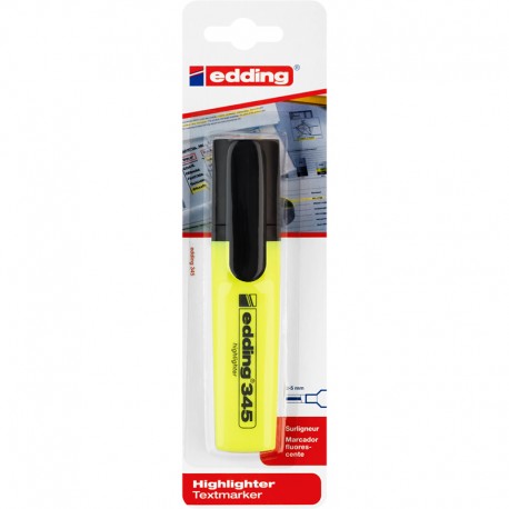 Textmarker Edding 345, varf retezat, 2-5 mm, galben, blister