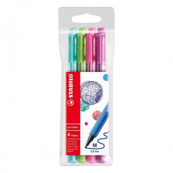 Fineliner Stabilo PointMax, varf 0.8 mm, set 4 culori pastelate, blister