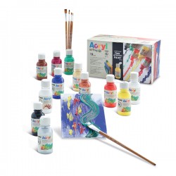 Set vopsea acrilica Morocolor Primo, 125 ml, diverse culori, 11 culori, 1 lac