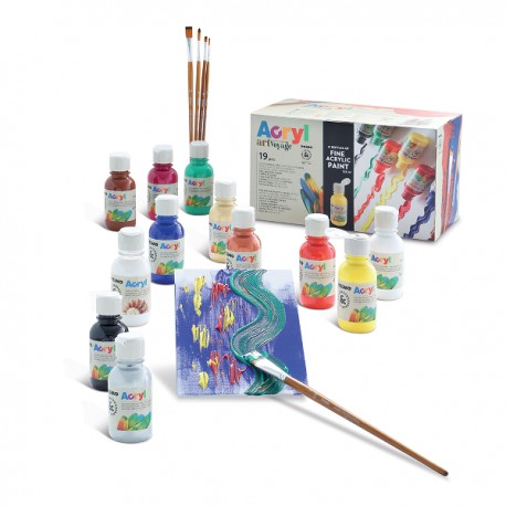 Set vopsea acrilica Morocolor Primo, 125 ml, diverse culori, 11 culori, 1 lac Set vopsea acrilica Morocolor Primo, 125 ml, diverse culori, 11 culori, 1 lac