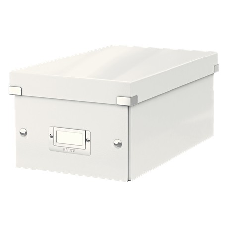 Cutie depozitare Leitz WOW Click & Store, carton laminat, pliabila, cu capac, 20x14x35 cm, alb