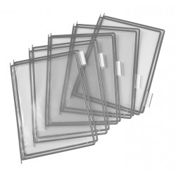 Buzunare prezentare pentru display, A4, (10 buc/set), rama metalica, TARIFOLD - gri